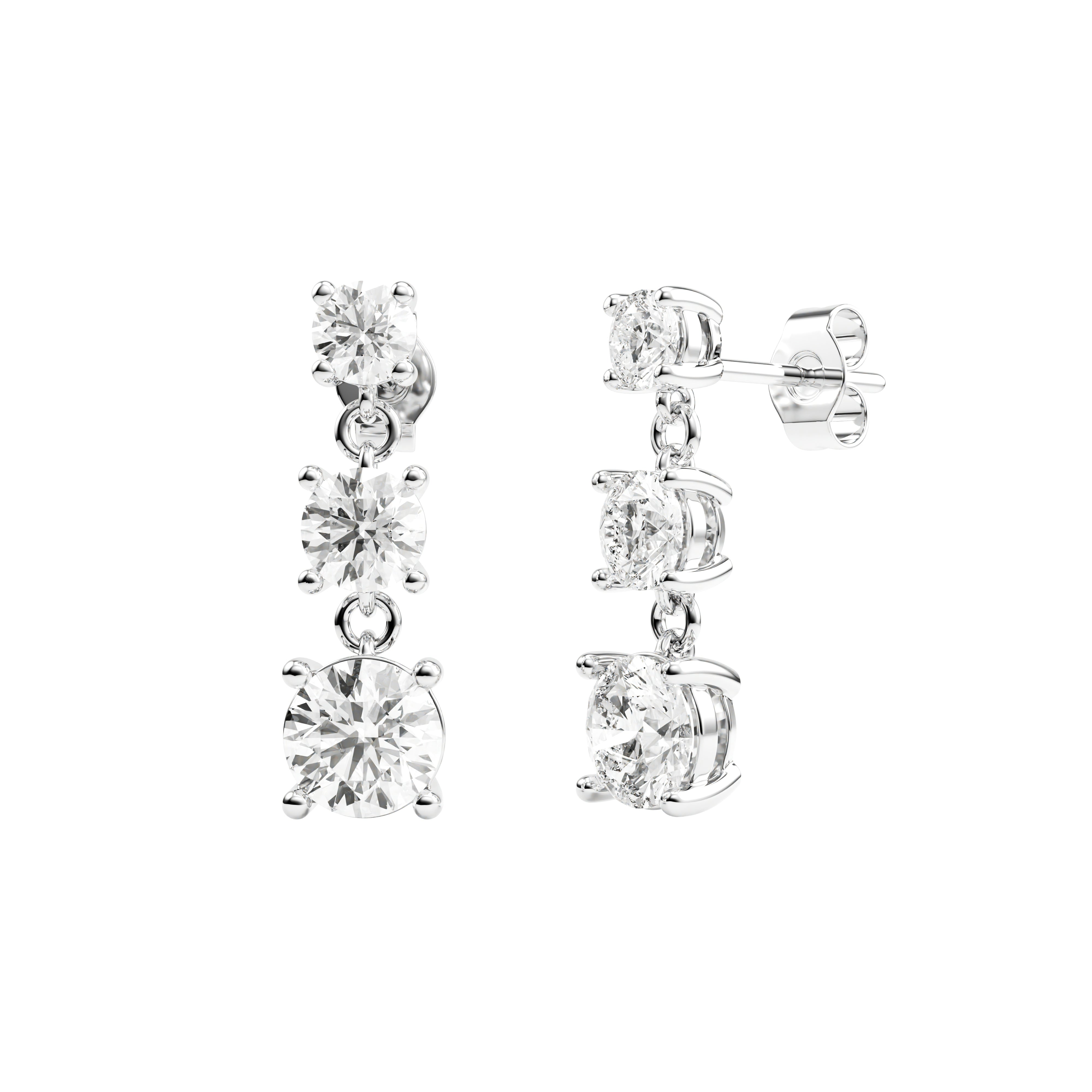 14k White Gold — Trinity Earrings